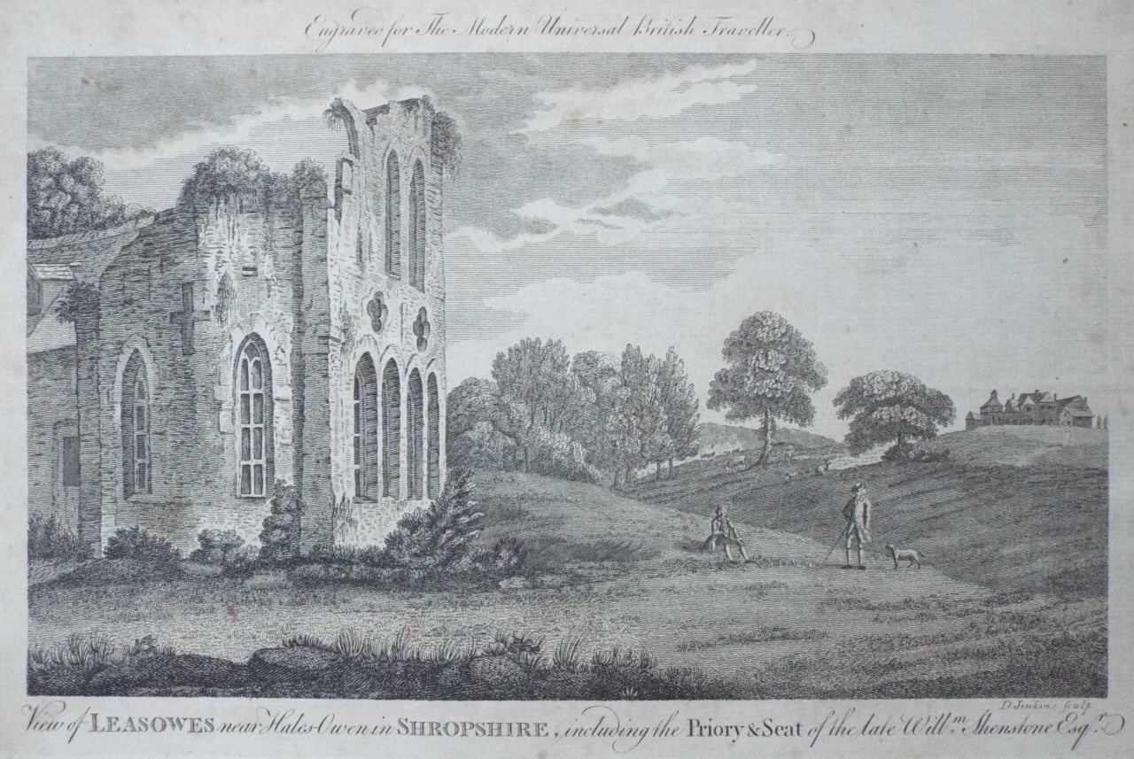 Print - View of Leasowes near Hales-Owen in Shropshire, including the Priory & Seat of thelate Willm. Shenstone Esqr.